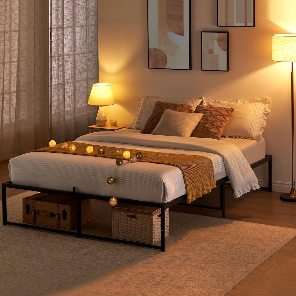 Bed Frame , No Box Spring Needed, with 14 inch Storage, Load Up to 800Lbs