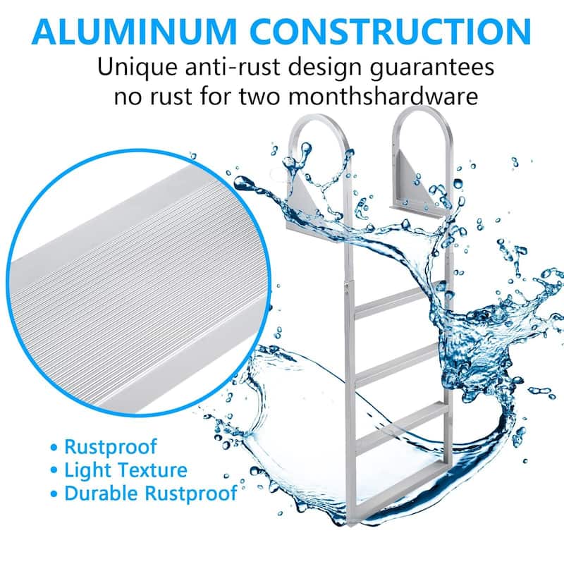 Flip Up Dock Ladders, Anti-Corrosion ,500bs Marine Pontoon Boat Dock
