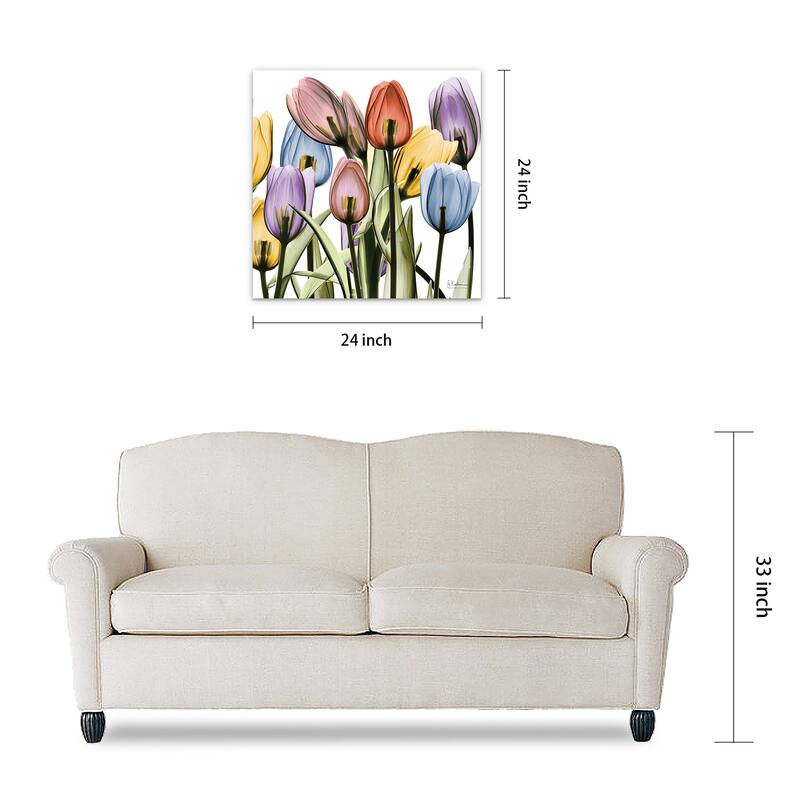 "Tulip Scape x-ray II" Frameless Free Floating Reverse Printed Tempered Art Glass Wall Art