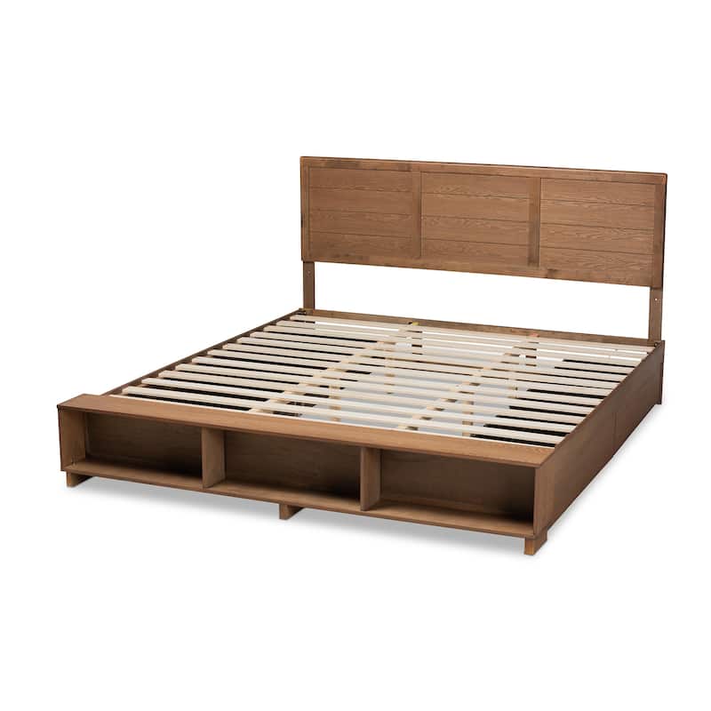 Alba King Size 4-Drawer Platform Storage Bed with Built-In Shelves ...