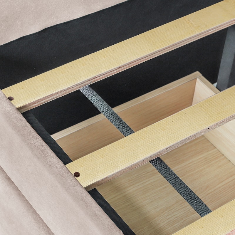 Upholstered daybed Twin Size with Two Drawers and Wood Slat