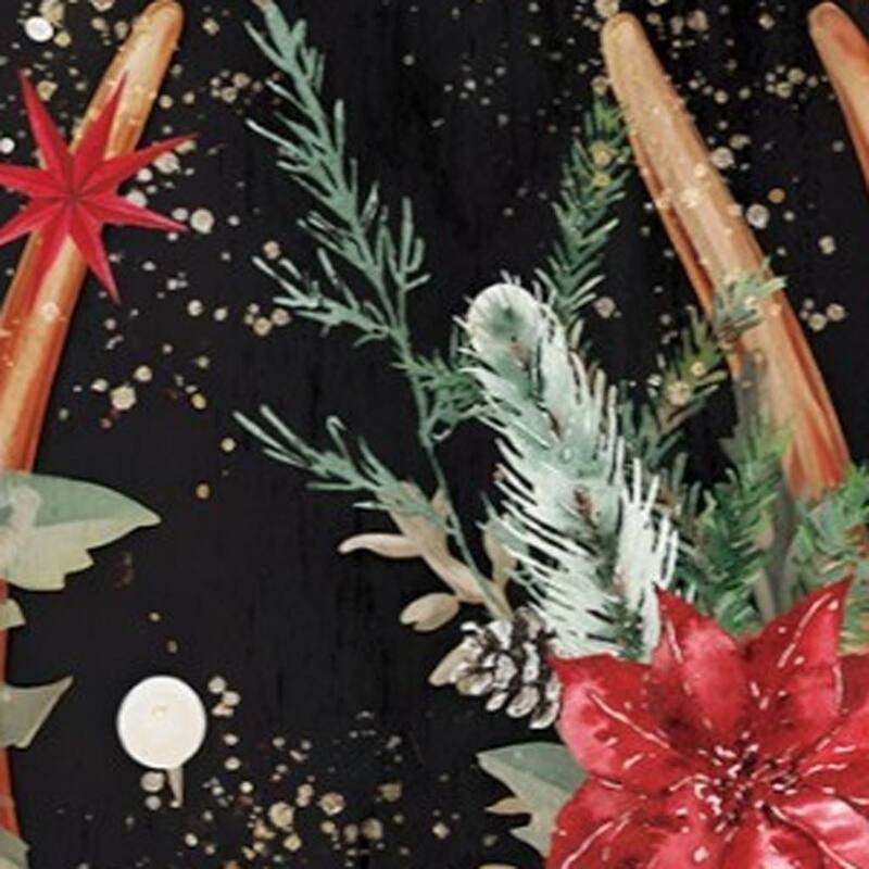 HomeRoots 36" Black Red And Green Christmas Reindeer Solid Wood Porch Sign