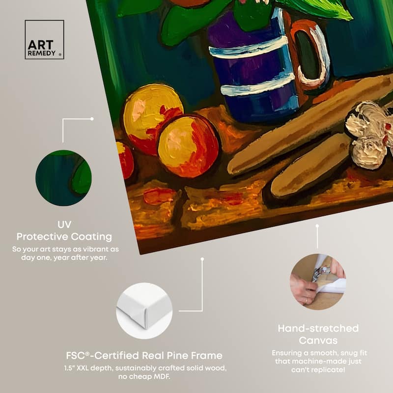Art Remedy Floral Vase And Fruits Gallery Wrapped Flowers In Vase Paintings