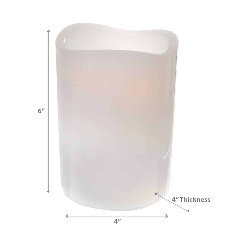 Led Wave Top Unscented White Candle With Timer 4X6" - Set of 2 - N/A