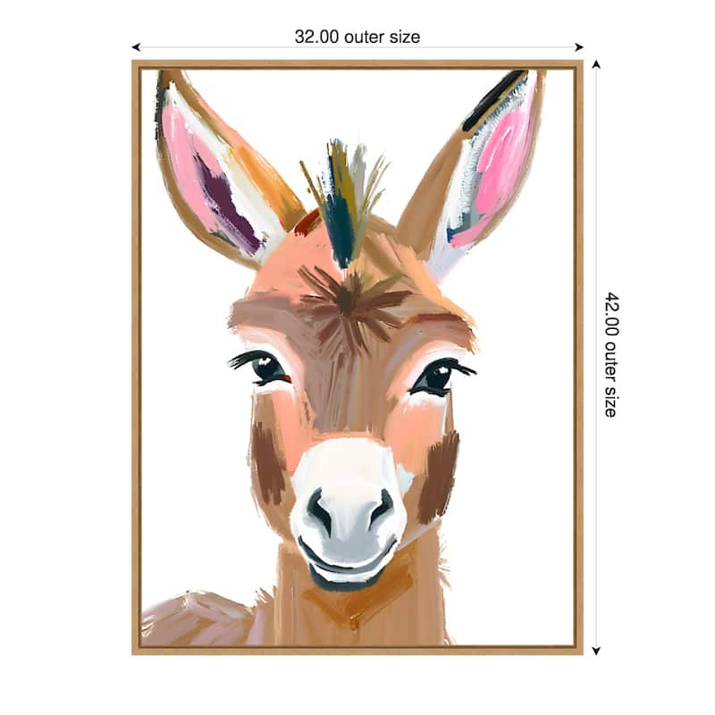 Esel Donkey by Ohkimiko Framed Canvas Wall Art - 32 x 42 in