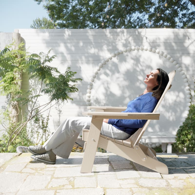 Eco-Friendly Patio Folding HDPS Plastic Outdoor Adirondack Chairs With Cup Holder - 35"D x 30"W x 36.2"H