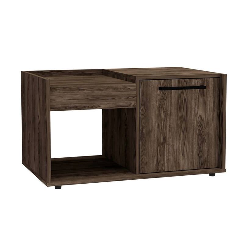 32" Dark Walnut Manufactured Wood Rectangular Coffee Table With Shelf - 17.72" H x 31.5" W x 19.7" D