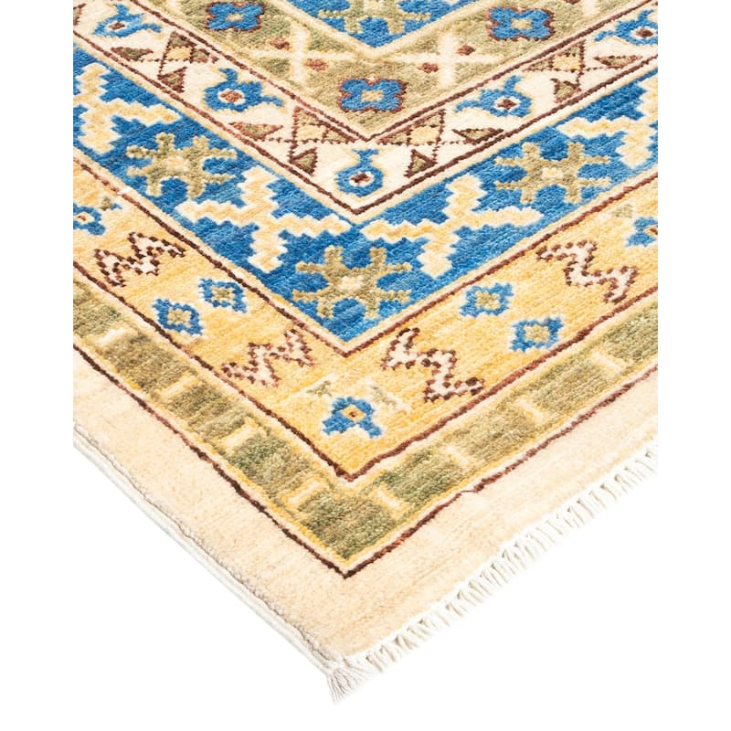 Overton Hand Knotted Wool Vintage Inspired Traditional Khotan Ivory Area Rug - 9' 0" x 11' 10"