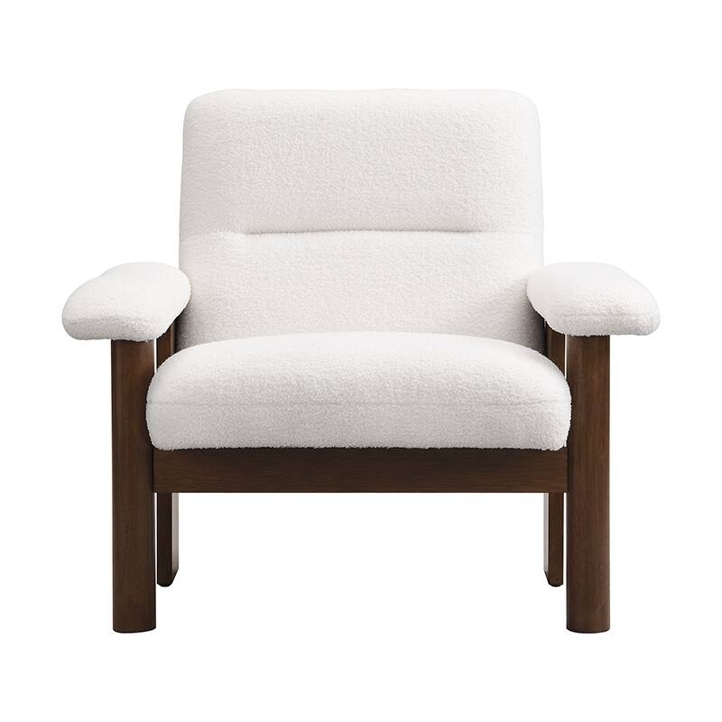 Upholstered Accent Chair and Ottoman with Solid Wood Frame - 34.5" D x 30" W x 32.5" H