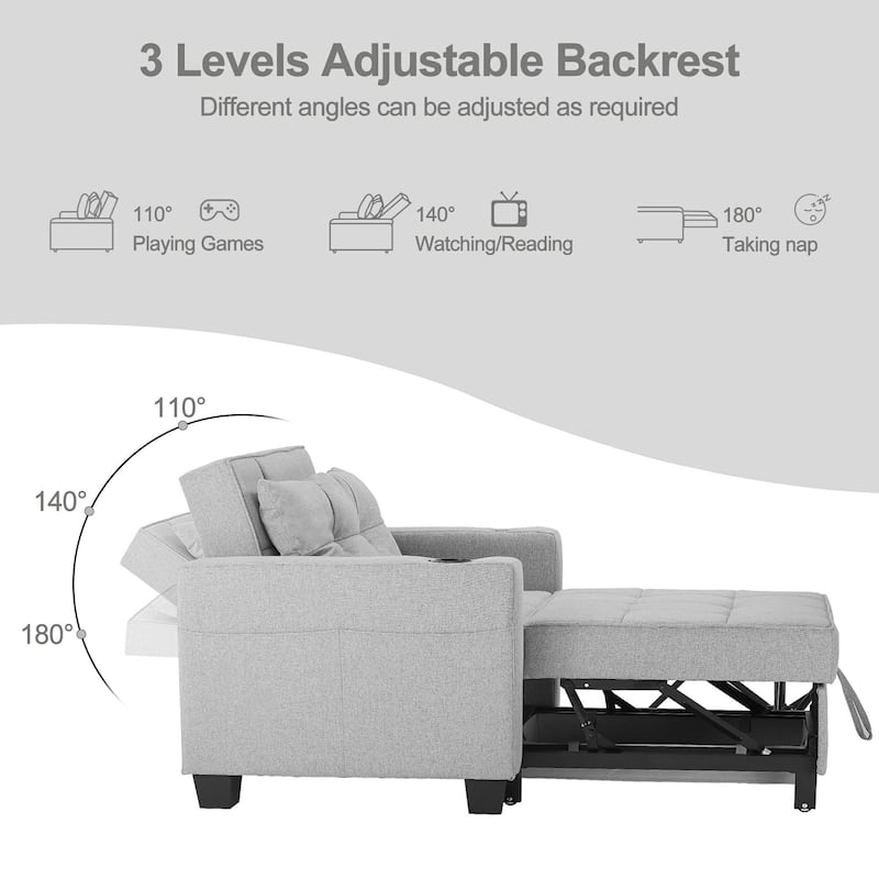 Pull Out Sofa Couch Bed Convertible Sleeper Sofa Bed with Storage Chaise, Sofa Couch