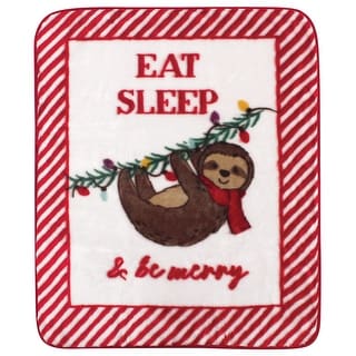 Hudson Baby Infant Boy High Pile Plush Blanket, Christmas Sloth, One Size - Christmas Sloth - One Size