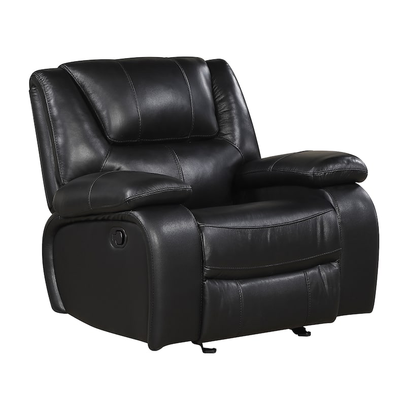 Fremont & Park Baron 39.5" Leather Manual Glider Recliner with Tab Pull Motion - Black