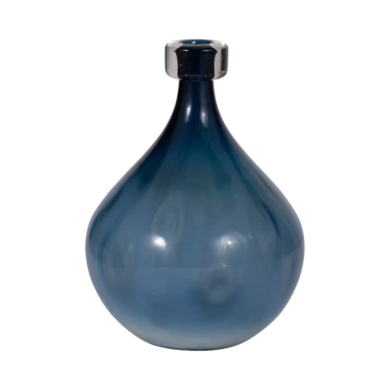 Sagebrook Home Coastal Glass Blue Modern Vase