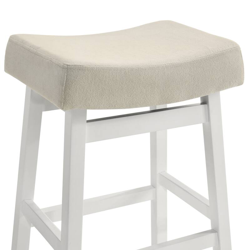 Lenon Modern Farmhouse Backless Bar Stool, Saddle Counter Stool with Upholstered Seat