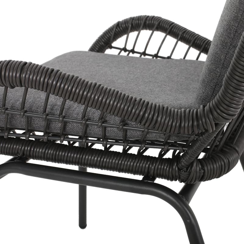 Wicker Club Chairs Set of 2, Patio Chair with Cushions, Metal Legs