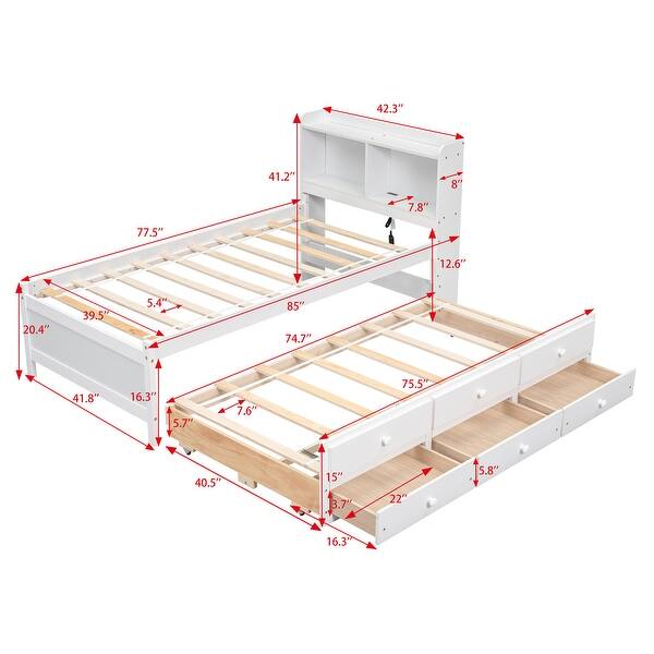 Full Size Loft Bed with Desk, Ladder, Shelves Multifunctional Wood Bed,Espresso