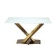 preview thumbnail 9 of 75, Voren Modern Rectangular Dining Table, Sintered Stone/Tempered Glass Top & Stainless Steel Gold Finish Pedestal Base