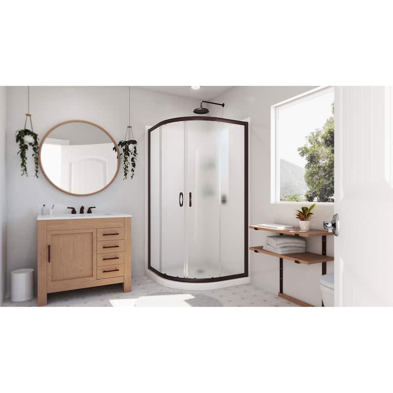 DreamLine Prime 33 in. x 33 in. x 76 3/4 in. H Shower Enclosure, Shower Base and Acrylic Backwall Kit