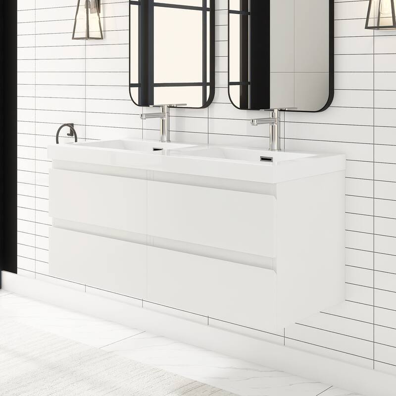 Floating Bathroom Vanity with two Resin Top