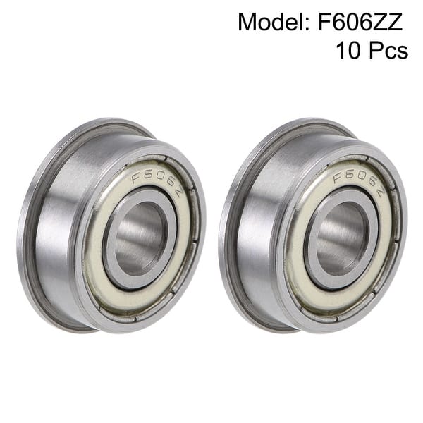 10PCS Deep Groove Ball Bearings Industrial Power Transmission High Speed Double-Side Sealed Steel Flange Ball Bearings F606ZZ 
