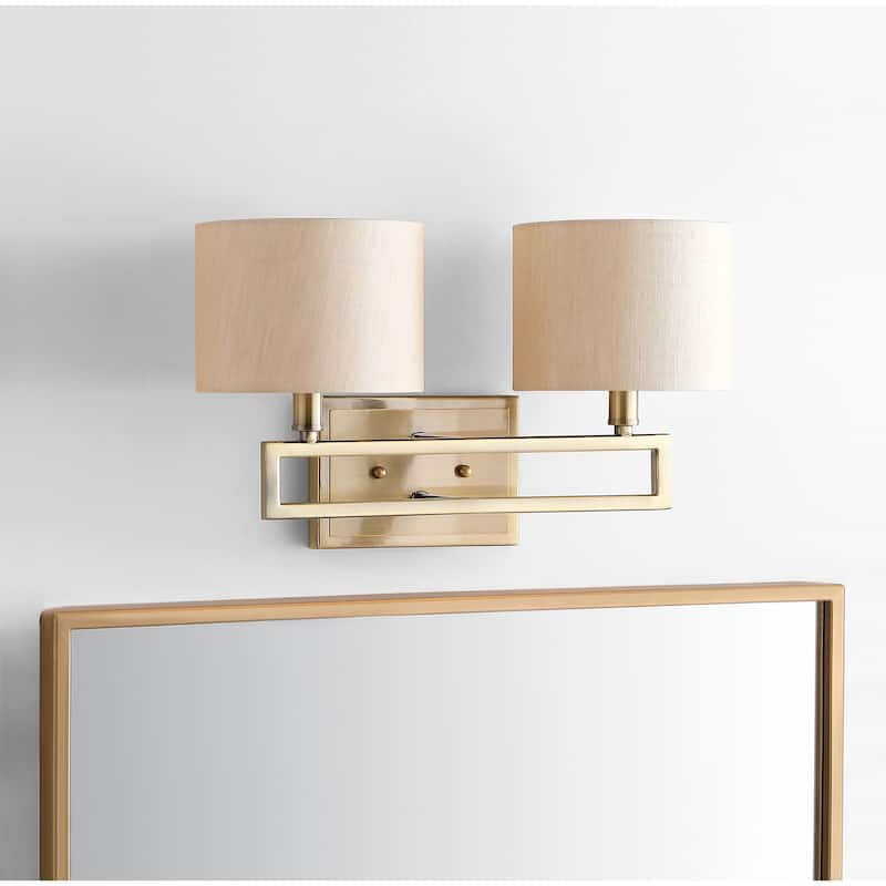 SAFAVIEH Lighting Chantal 2-Light Catena Gold Sconce - 16.25"x7.875 x9.25 - Antique Gold - 16Wx8Dx9H