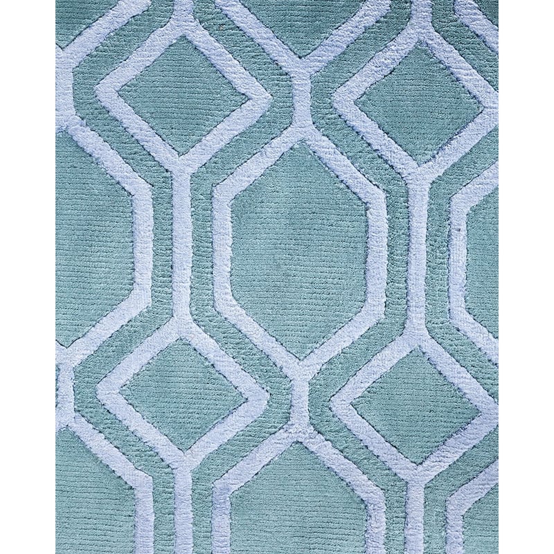 Modern One-of-a-Kind Handmade Area Rug, Blue - 9' 2" x 12' 0"