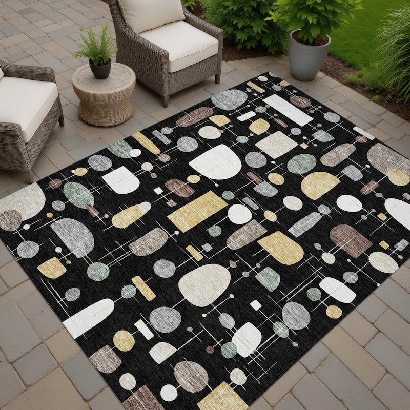 Machine Washable Indoor/ Outdoor Contemporary Fun Chantille Rug