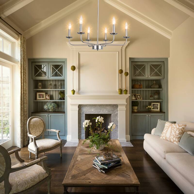 24.01 in. Modern Farmhouse Chandelier , 6-Light French Country Chandelier for Dining Room Living Room Bedroom Kitchen