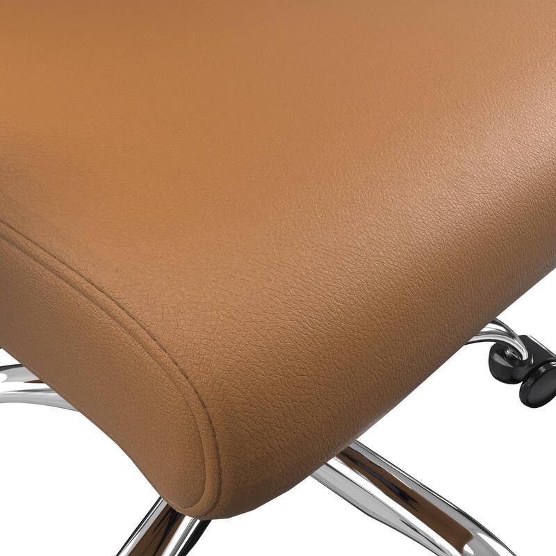 LeisureMod Evander Modern Swivel Office Chair in Faux Leather with Silver Frame