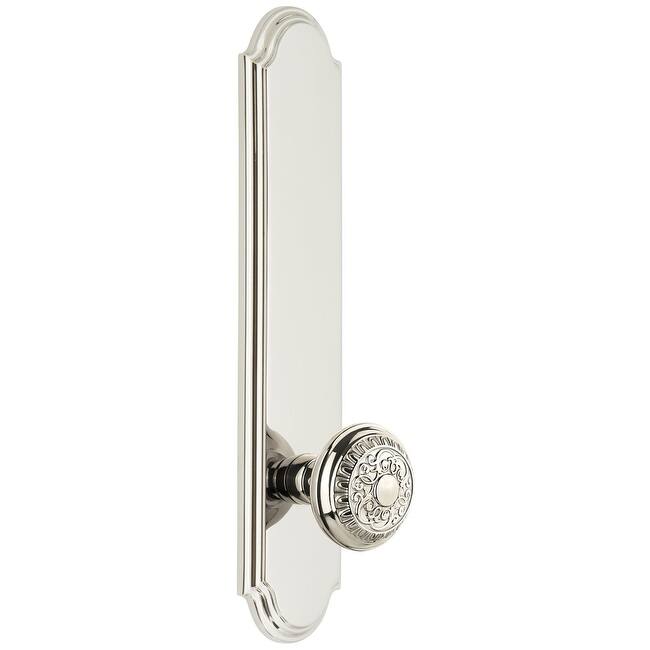 Grandeur Arc Solid Brass Tall Plate Rose Single Dummy Door Knob with - Polished Nickel