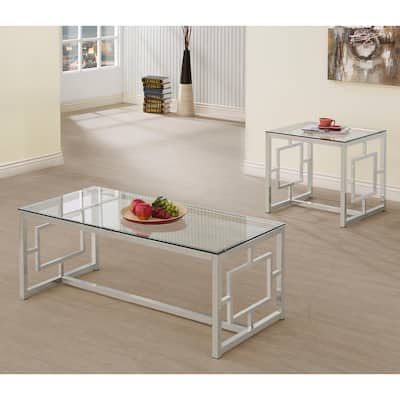 Merced Rectangular Coffee And End Table Set Nickel