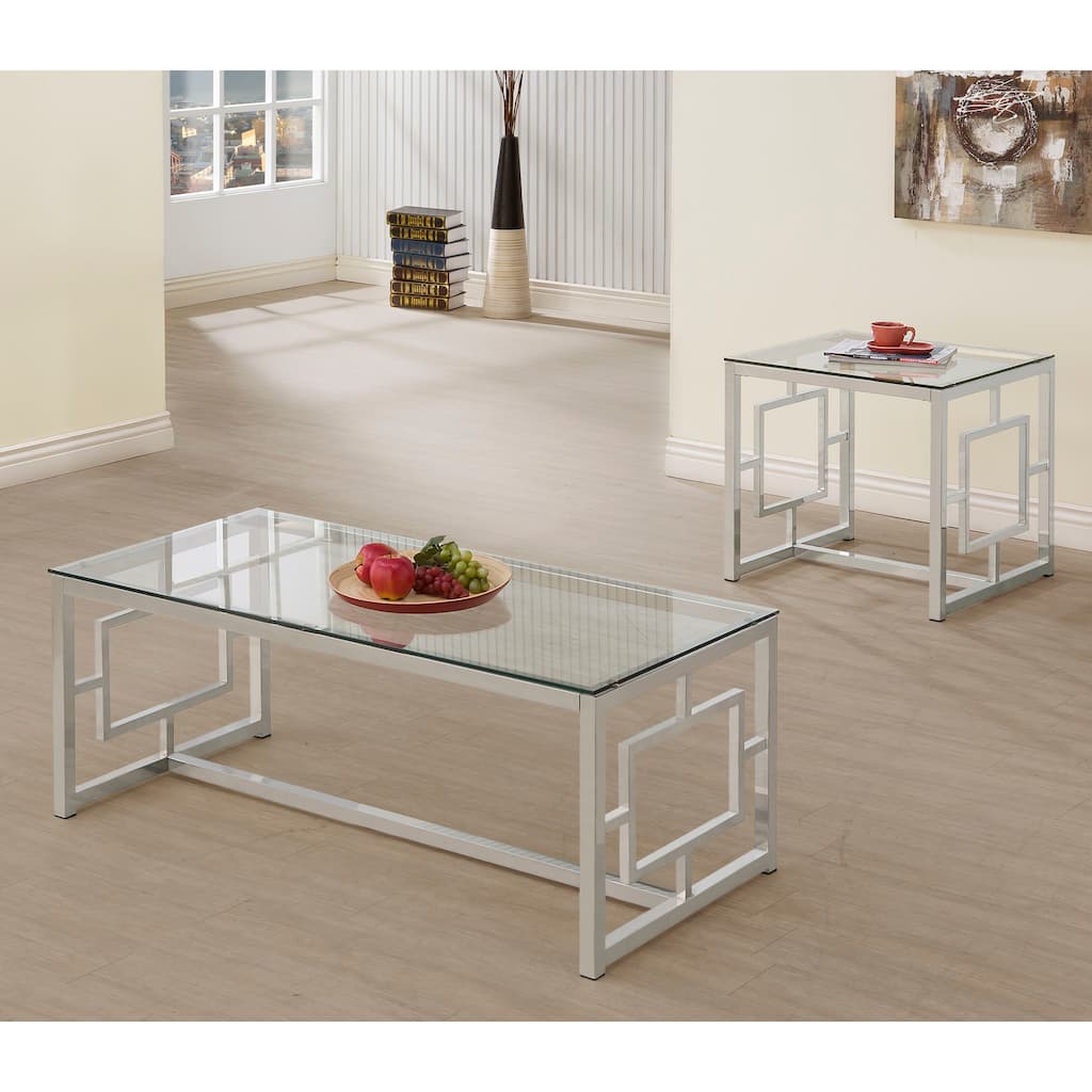 Merced Rectangular Coffee And End Table Set Nickel