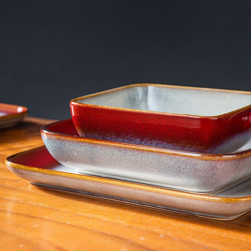 vancasso Stern Reactive Glaze Stoneware Dinnerware Set, Service for 4