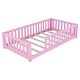 preview thumbnail 8 of 7, Twin Size Floor Bed with Safety Guardrails and Door for Kids