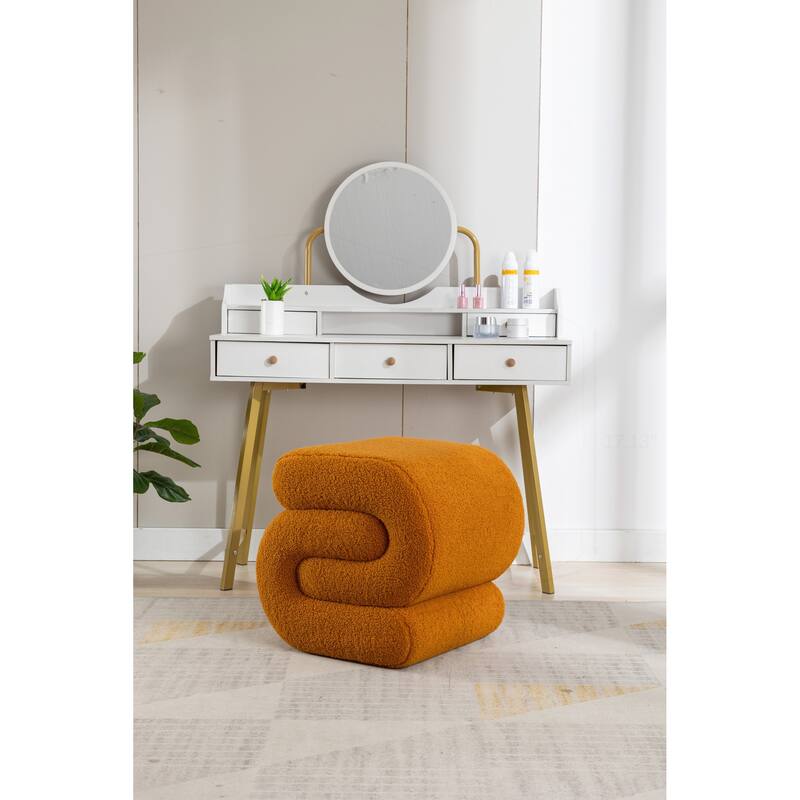 S-shape Teddy Fabric Ottoman
