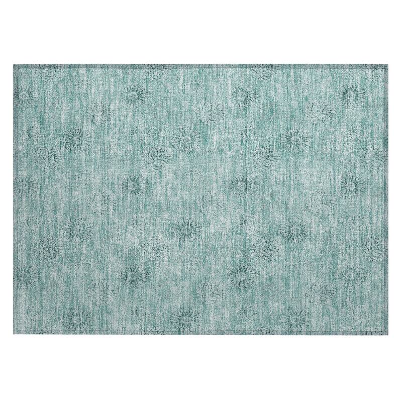 Machine Washable Indoor/ Outdoor Chantille Floral Burst Rug