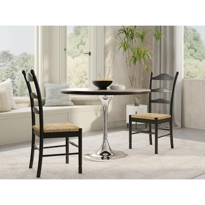 Round Wooden Dining Table with Chrome Base - 40" - Fog Gray