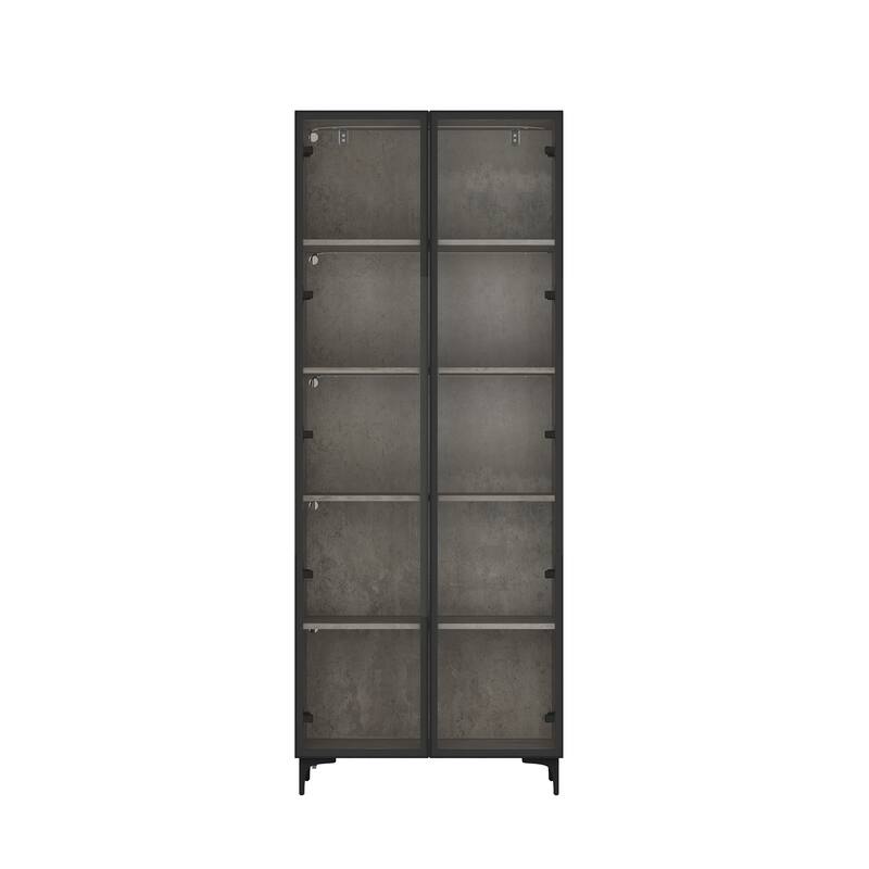 Kitchen Pantry Cabinets 5-Tier Tall Storage Cabinet with Glass Doors