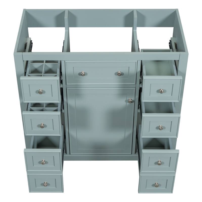 35.6" White Freestanding Bathroom Vanity with 6 Drawers, 1 Door, Adjustable Shelf, Modern Painted Finish