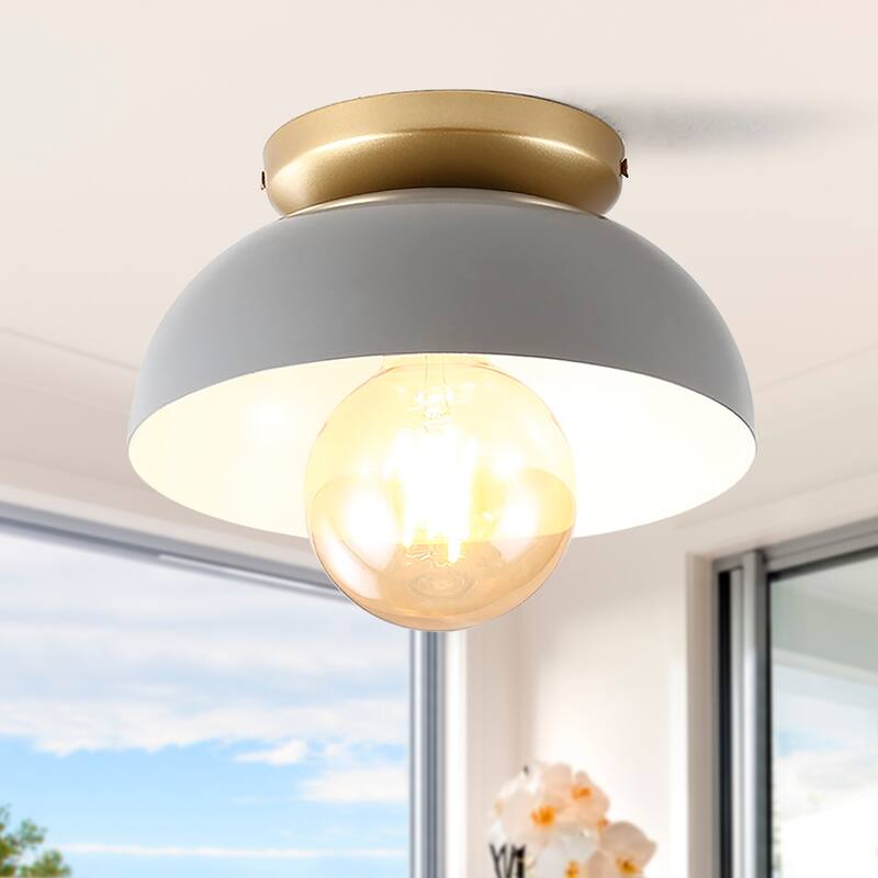 Rodanthe 8.5" 1-Light Classic Industrial Iron LED Flush Mount, by JONATHAN Y