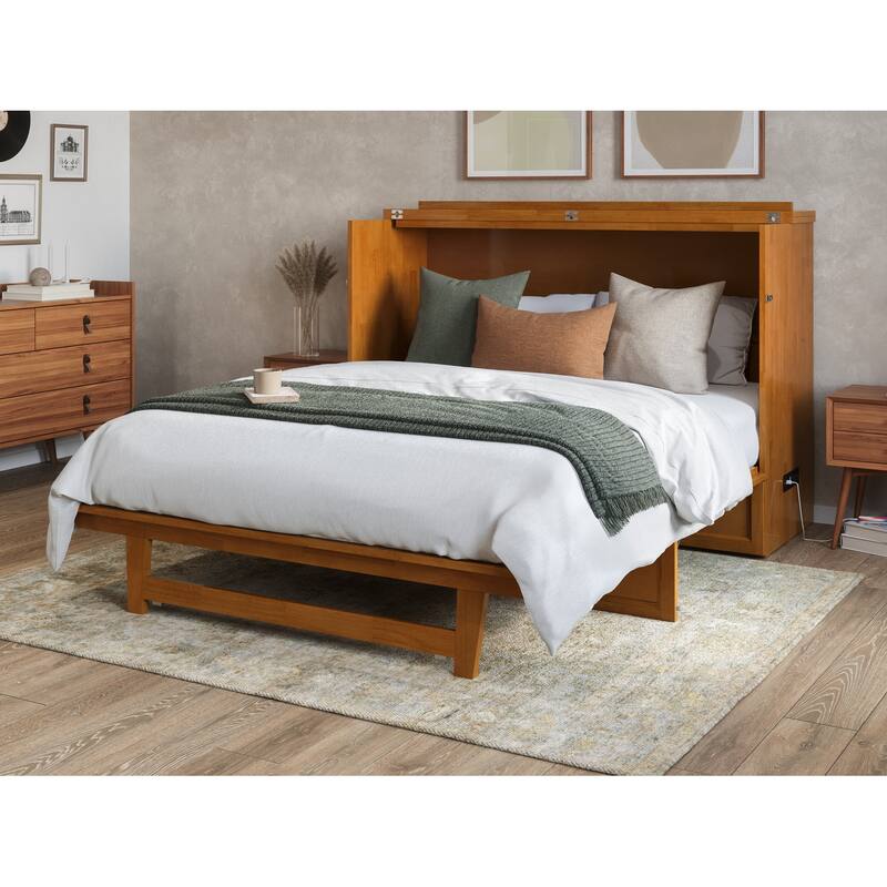 AFI Northfield Murphy Bed Chest with 6" Mattress, Storage Drawer & Built-In Charger