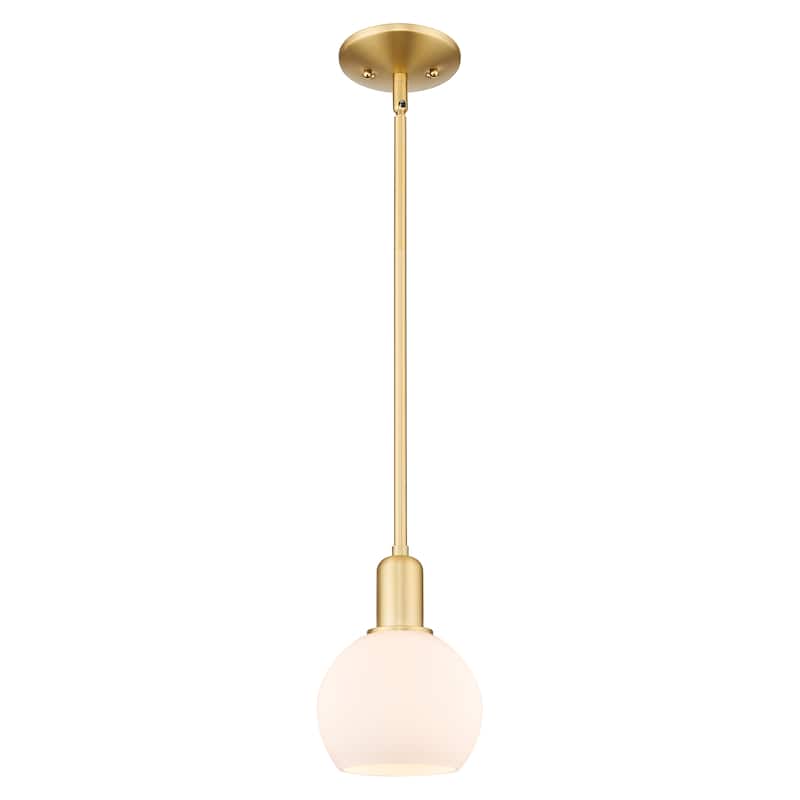 Innovations Lighting Endless Possibilities Arcadia - Athens - 1 Light 6" Stem Hung Mini Pendant - Satin Gold/Matte White