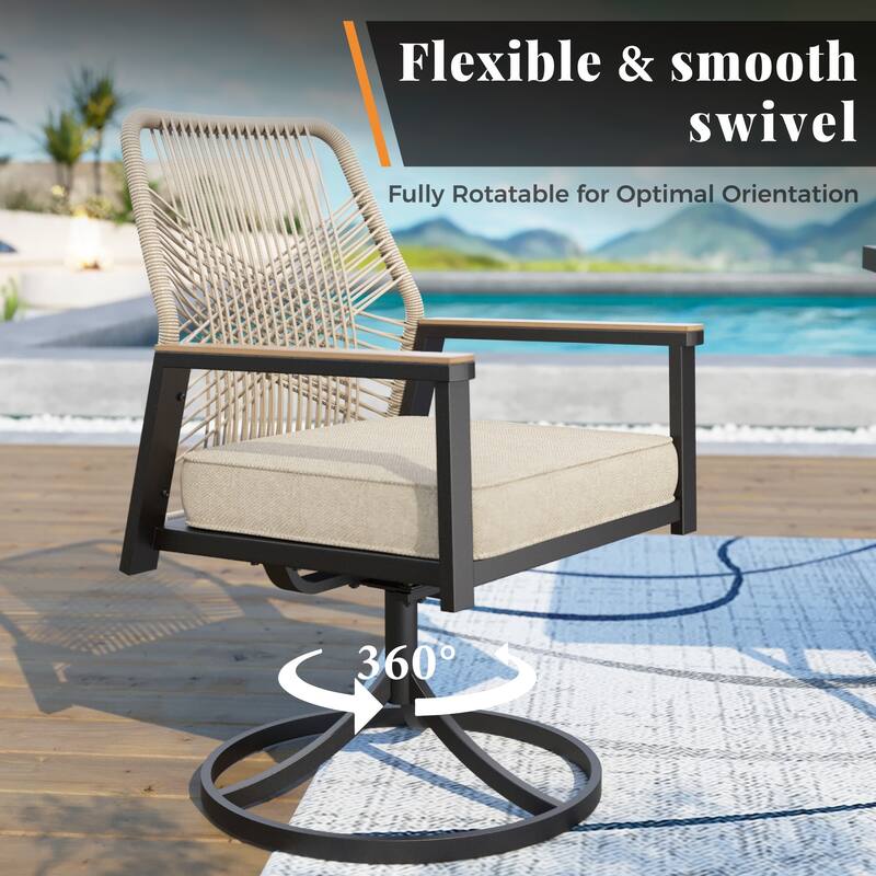 MAISON ARTS 7/9 Pieces Patio Dining Set with Extendable Table and Cushioned Woven Rattan Dining Chairs