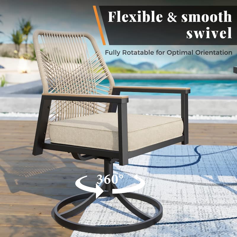 MAISON ARTS 9 Pieces Outdoor Patio Dining Set with Square Table and Cushioned Woven Wicker Dining Chairs