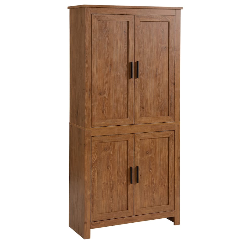 64" 4-Door Kitchen Pantry, Freestanding Storage Cabinet with 3 Adjustable Shelves for Kitchen, Dining or Living Room