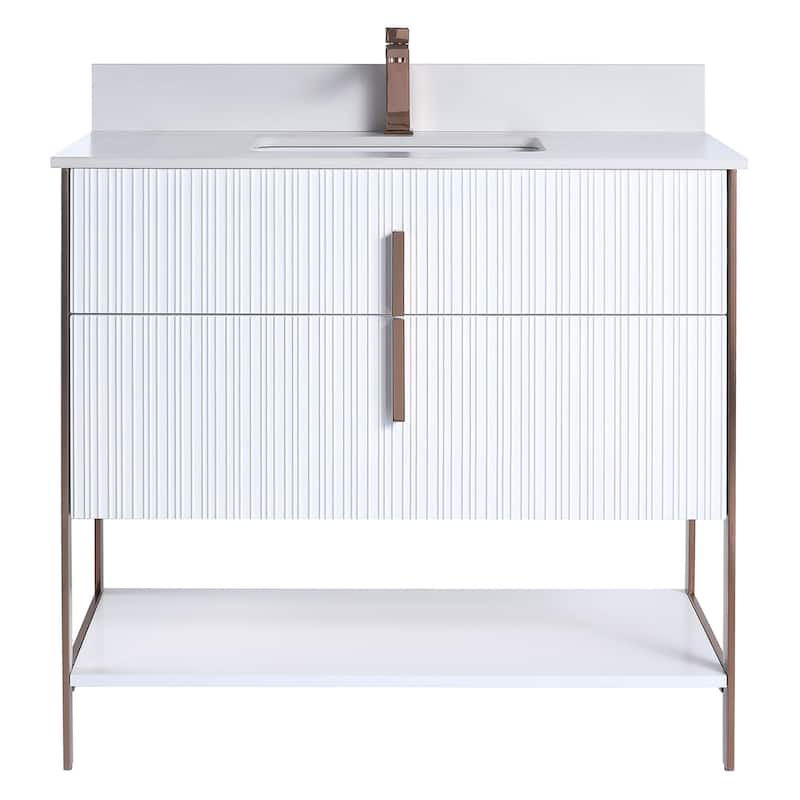 Fine Fixtures Serenity Modern Bathroom Vanity with White Stone Top
