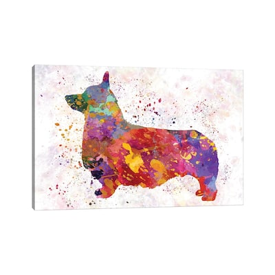 iCanvas "Pembroke Welsh Corgi In Watercolor" by Paul Rommer Canvas Print