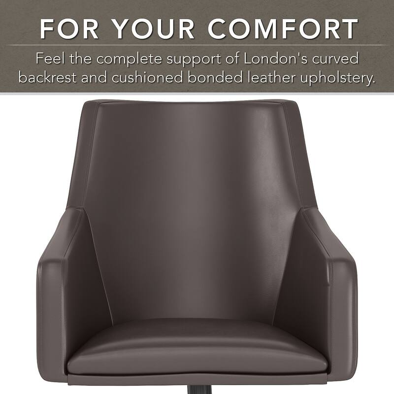 Bush Furniture Somerset Mid Back Leather Box Chair in Brown - 24.41"L x 24.80"W x 34.45"H