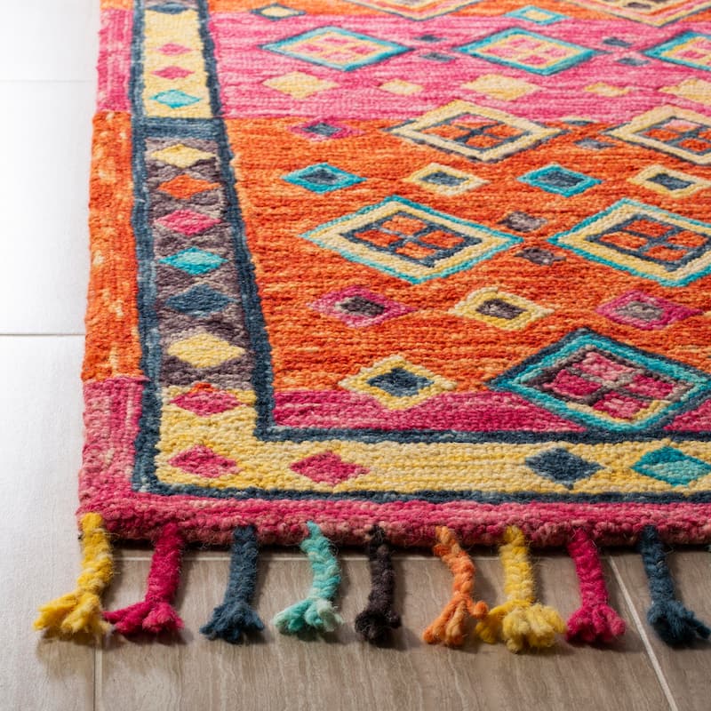 SAFAVIEH Handmade Aspen Dona Boho Tribal Wool Rug - 11' x 15' - Orange/Fuchsia - Rectangle