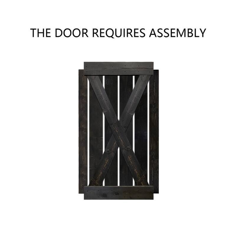 CALHOME Stained X Double DIY Barn Door W/ Hardware Kit Bed Bath
